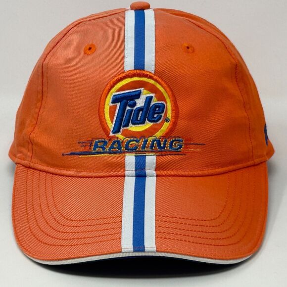 Vintage Y2Ks Tide Racing NASCAR Hat Cap Orange Strapback Downey Auto 6 Panel - Picture 11 of 11